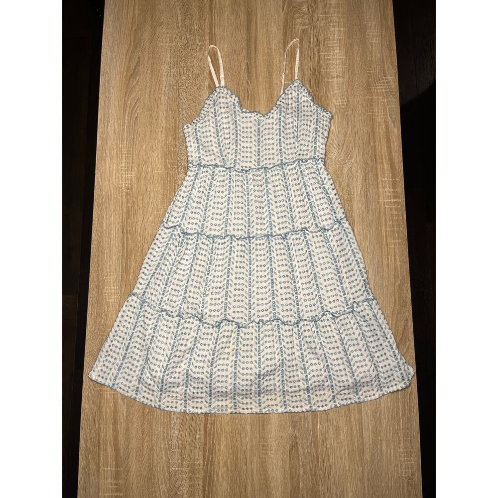 Jessica Simpson White Blue Floral Sun Dress Medium